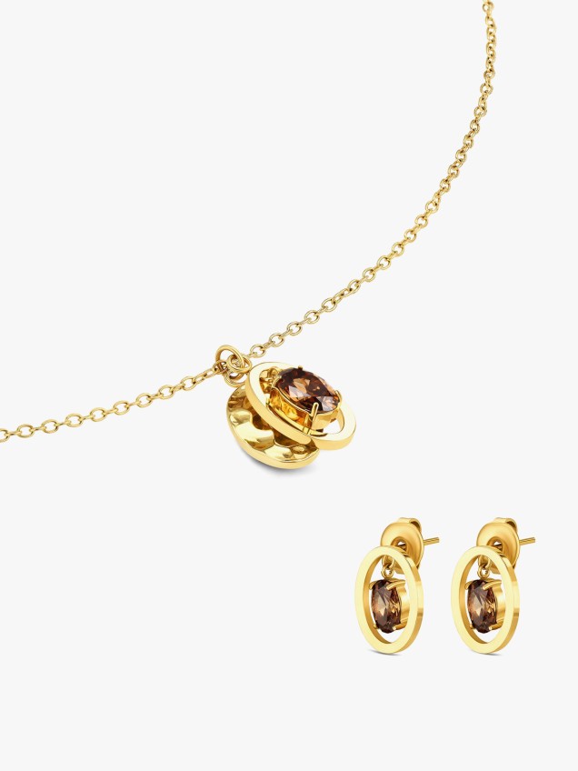 Set Colar & Brincos Birthstone Novembro