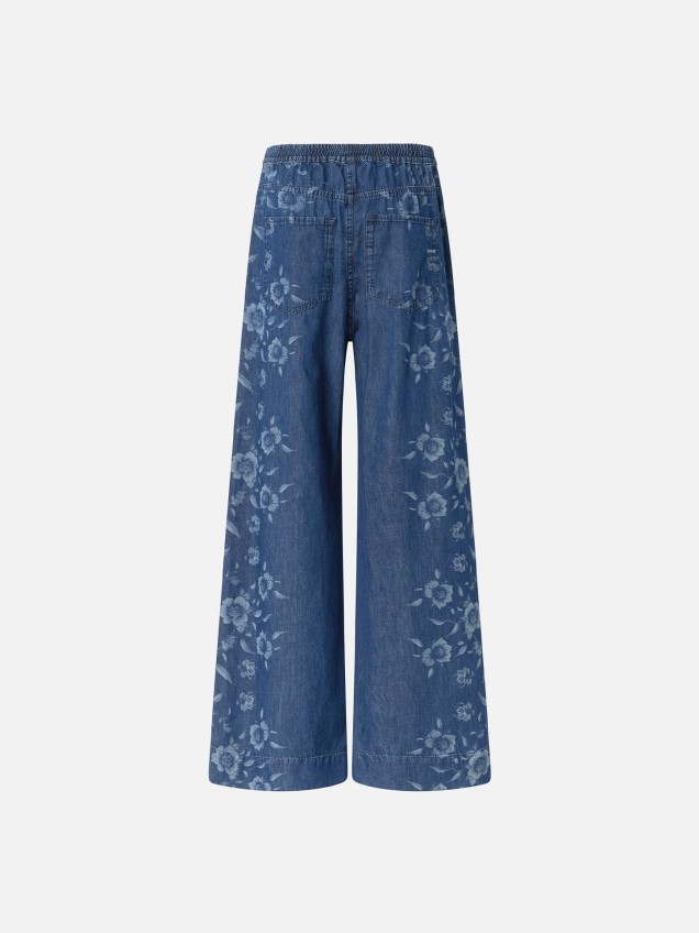 Calças de Ganga com Padrão Floral