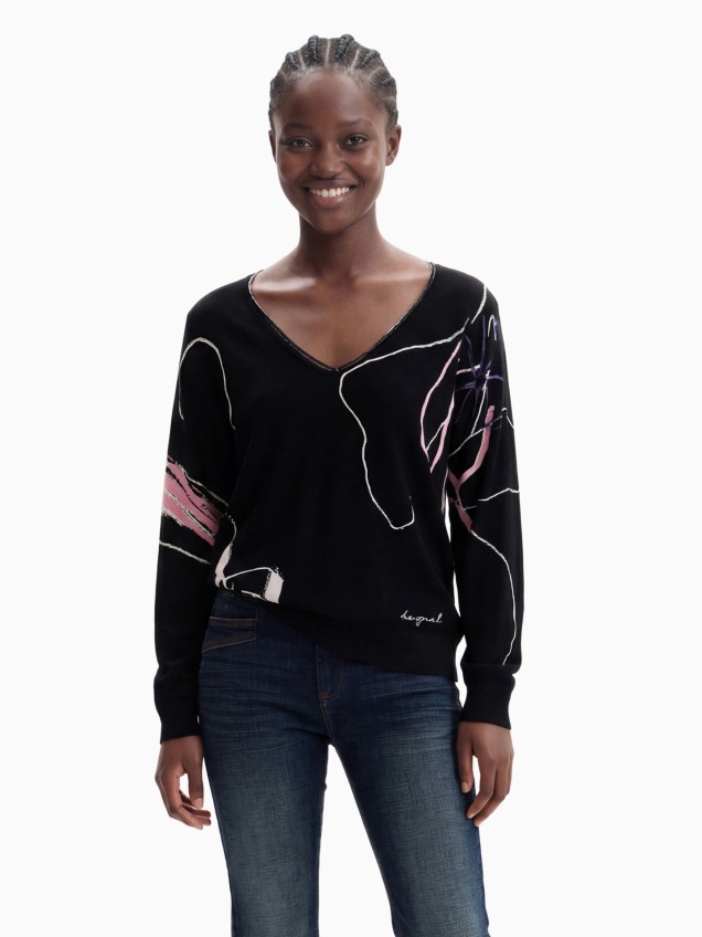 Camisola de Malha com Decote em V