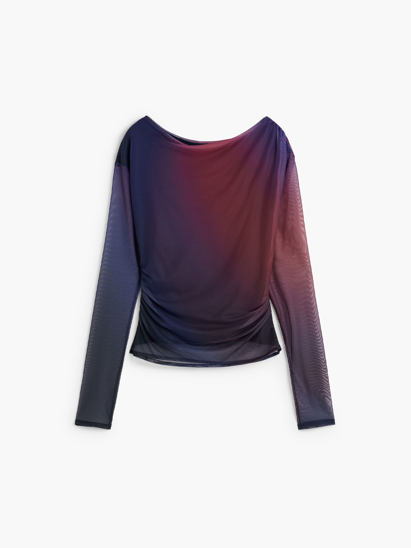 Blusa em Tule com Decote Assimétrico