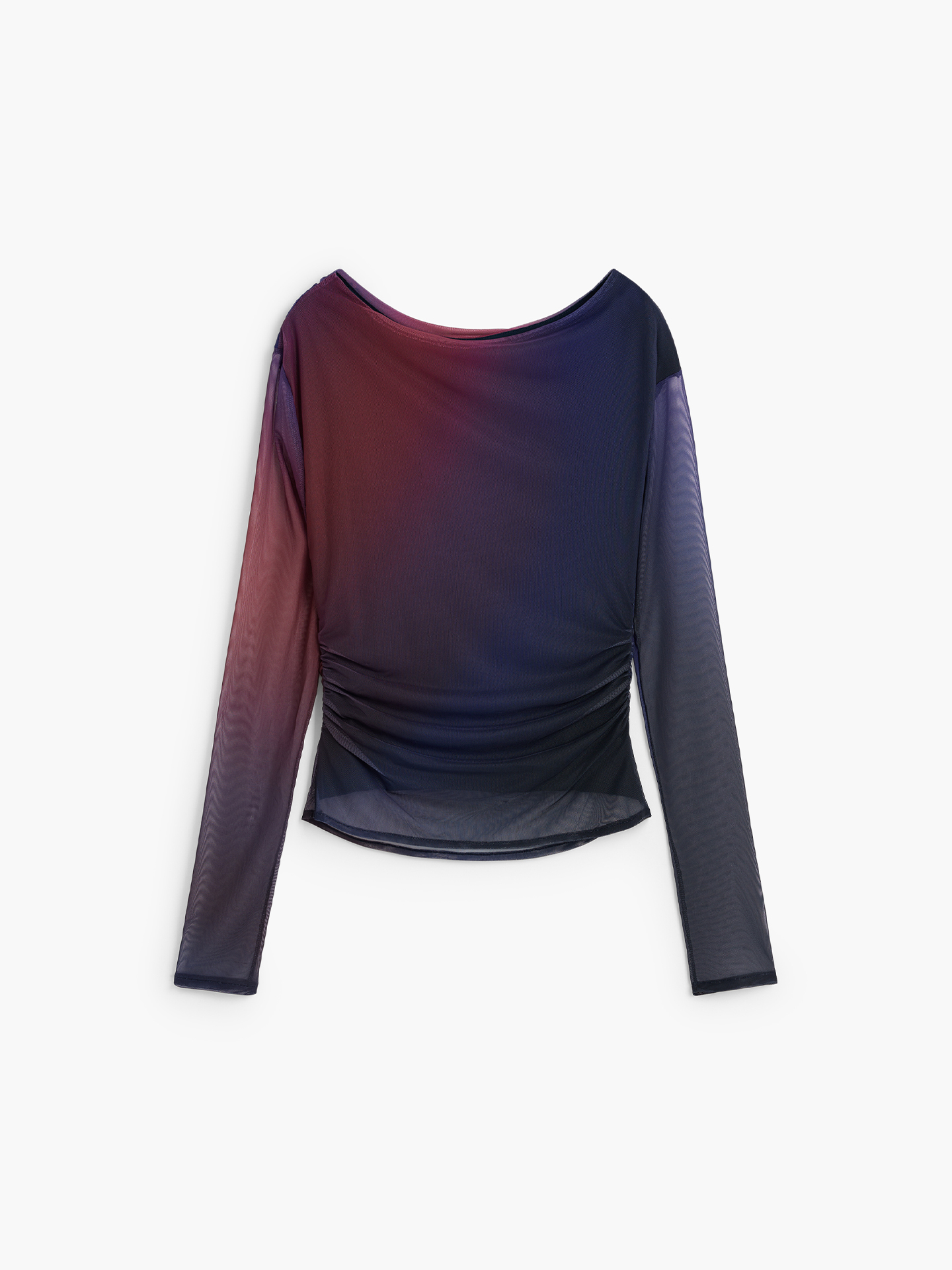 Blusa em Tule com Decote Assimétrico