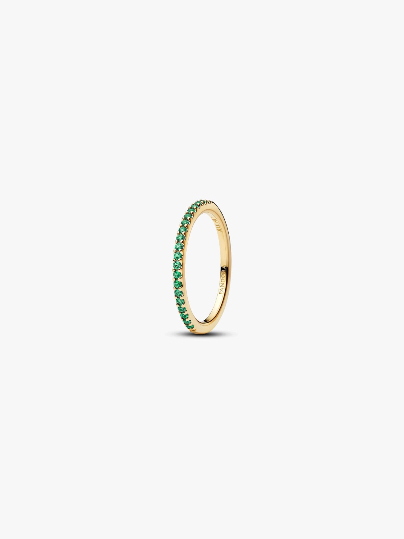 Anel Meio Aro Eternidade Verde Brilhante
