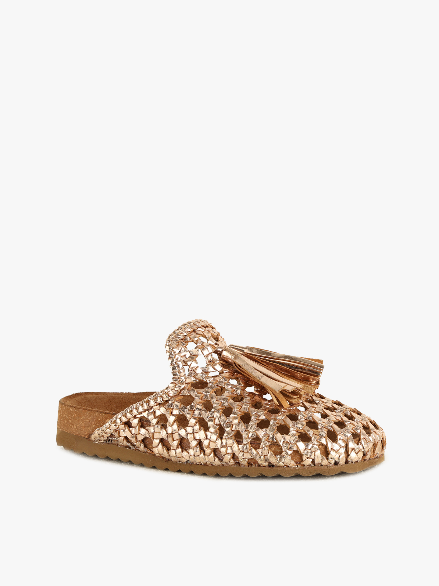 Chinelas de Pele com Borlas