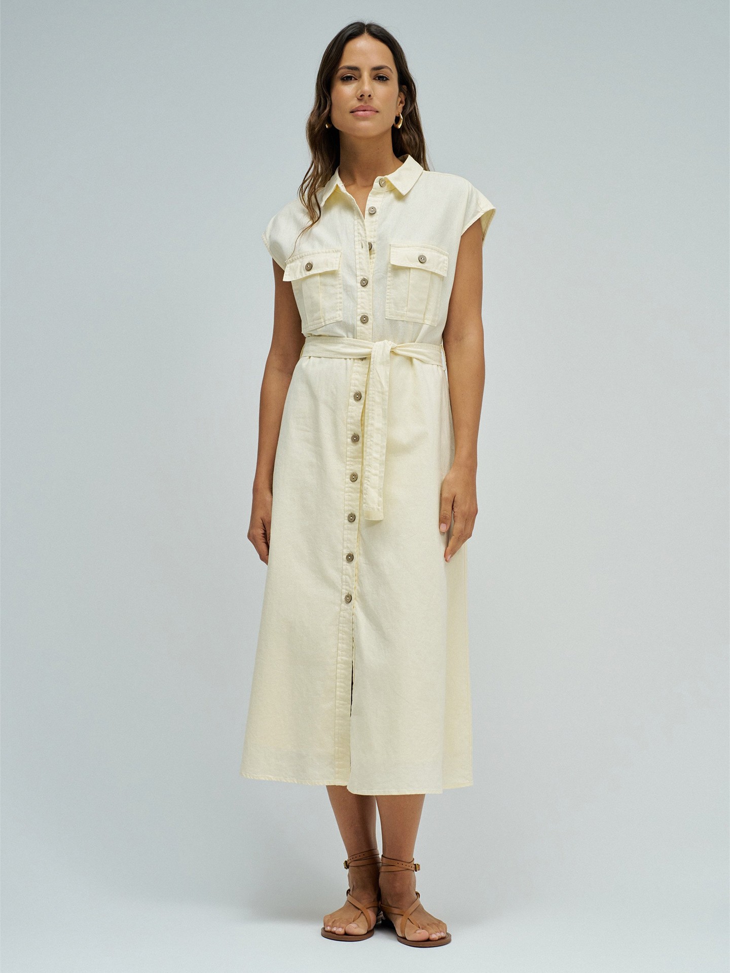 Vestido Midi com Linho
