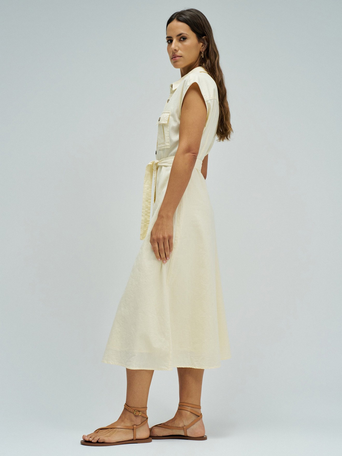 Vestido Midi com Linho