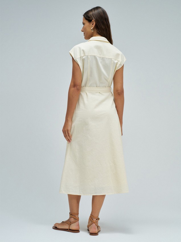 Vestido Midi com Linho