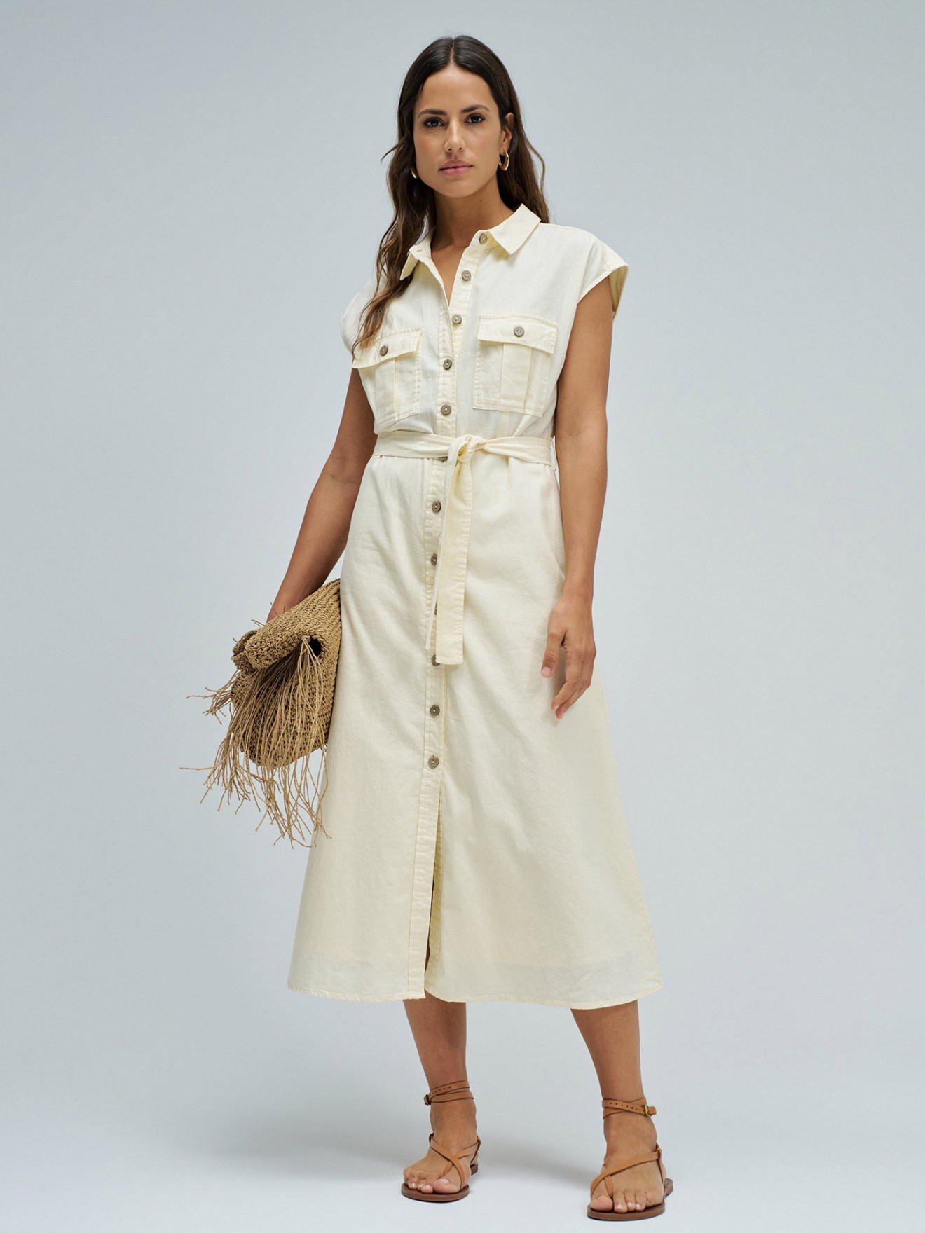 Vestido Midi com Linho