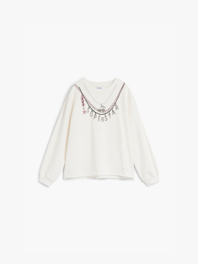 Sweatshirt Estampada com Corrente