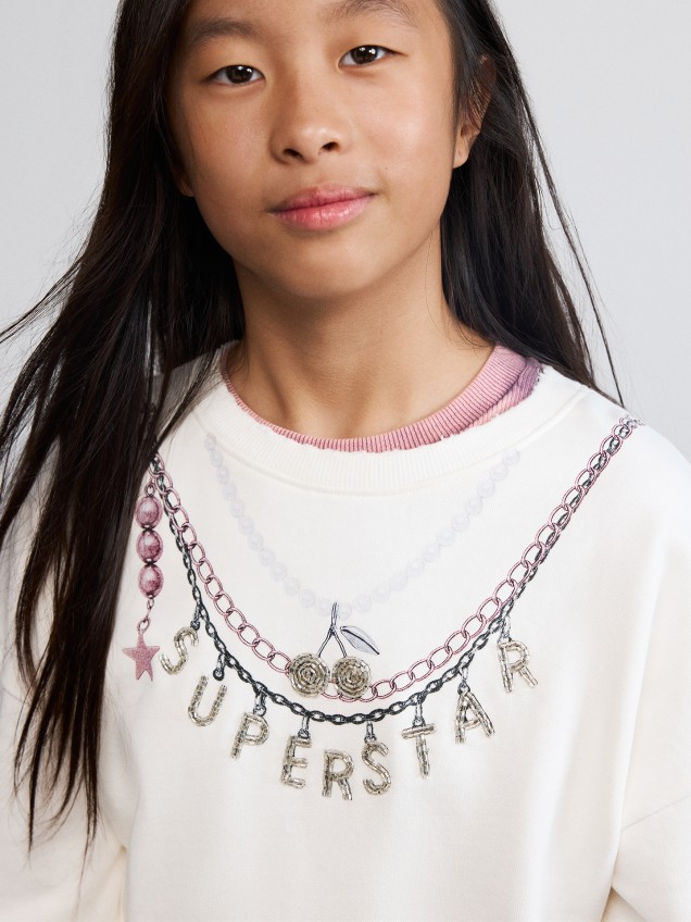 Sweatshirt Estampada com Corrente
