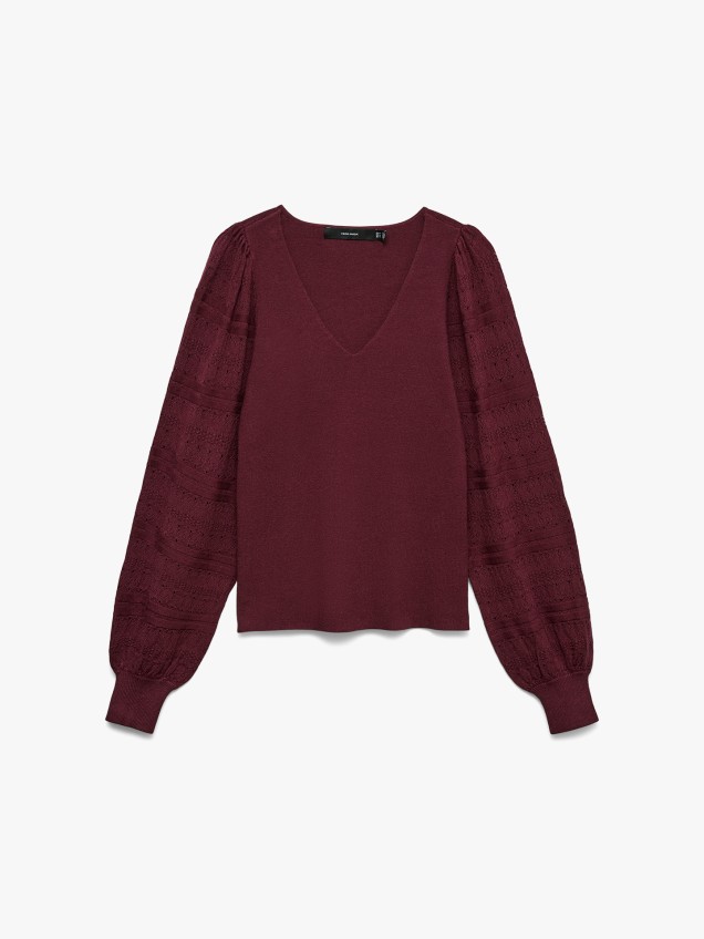 Camisola de Malha com Decote em Bico