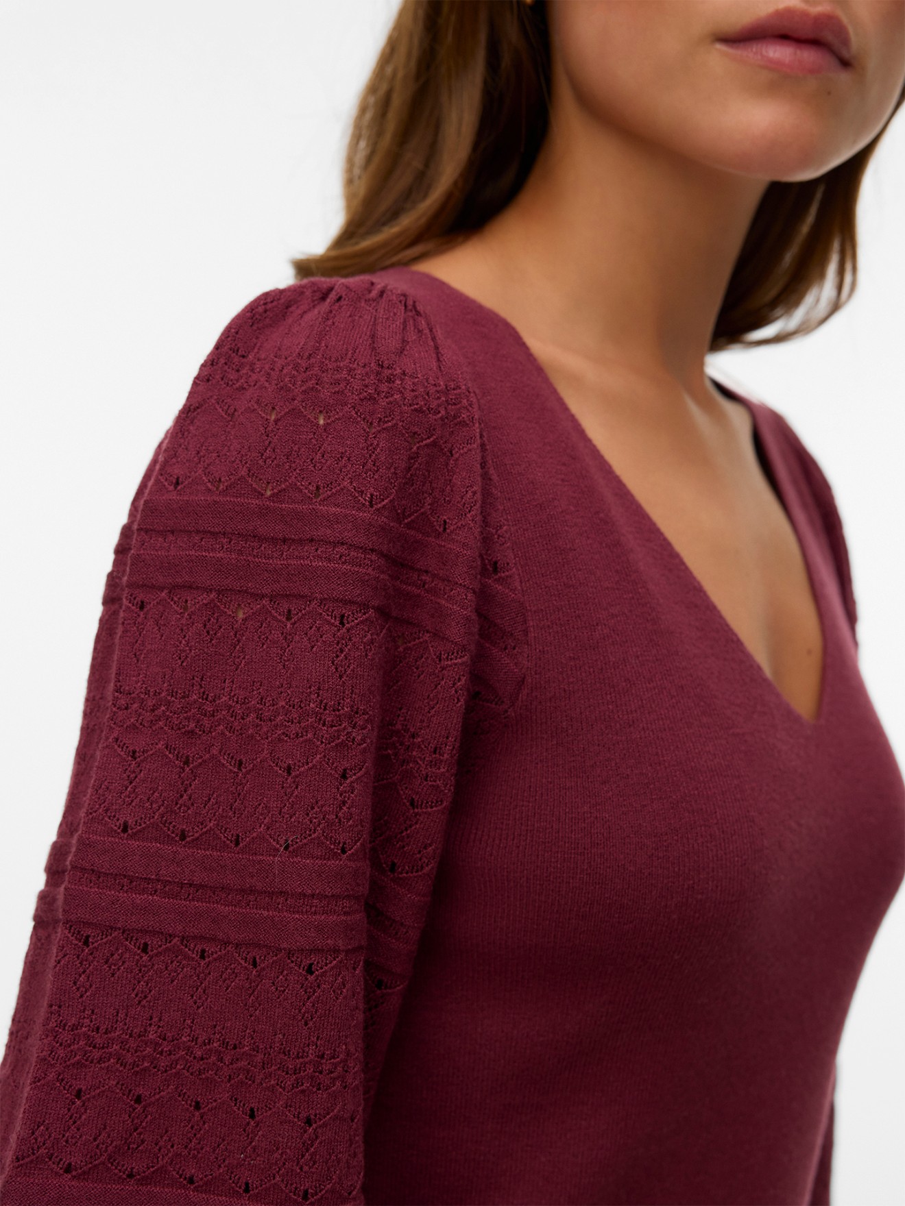 Camisola de Malha com Decote em Bico