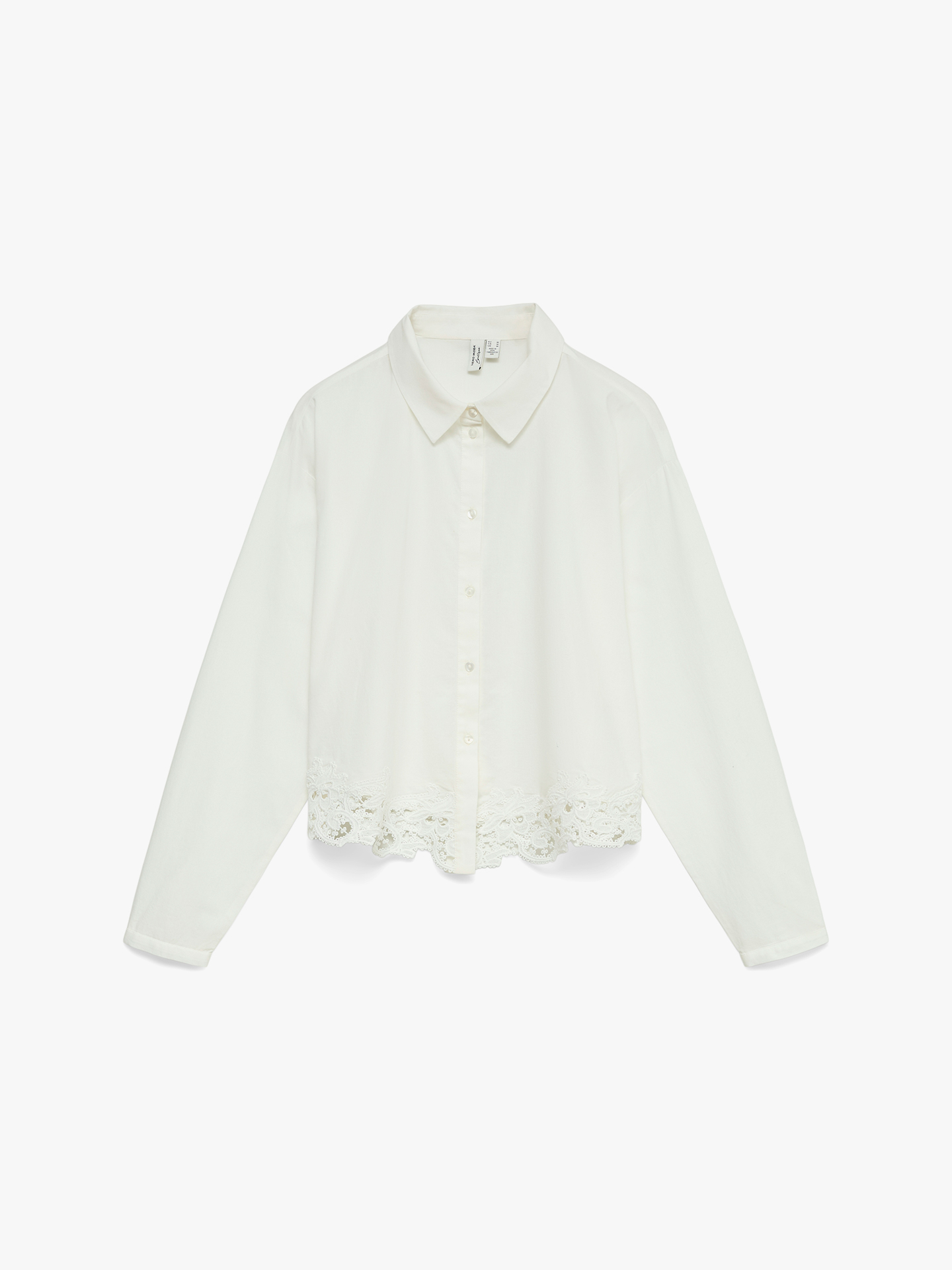 Camisa Curta com Detalhe de Renda