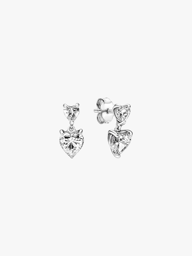 Brincos Double Heart Sparkling