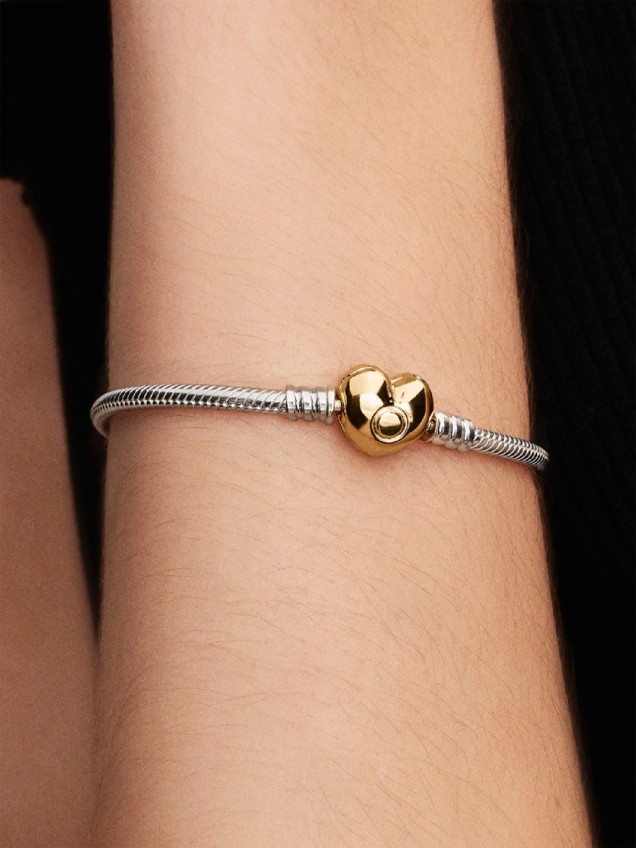 Pulseira Malha Snake Fecho Cora��o