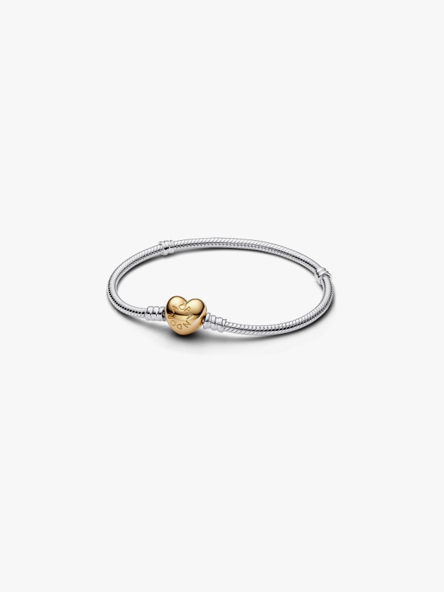 Pulseira Malha Snake Fecho Coração