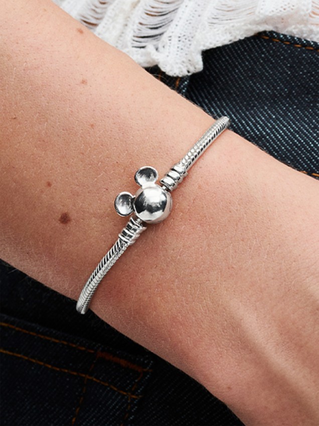 Pulseira Malha Snake Fecho Moments Mickey Disney
