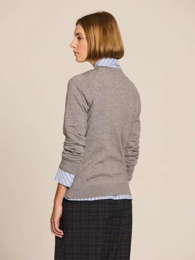 Camisola de Malha com Decote em Bico