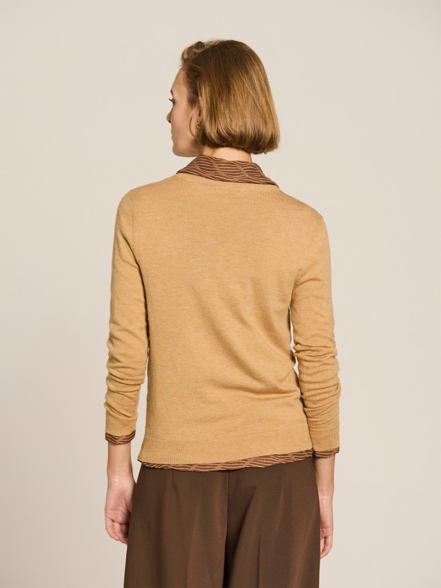 Camisola de Malha com Decote em Bico