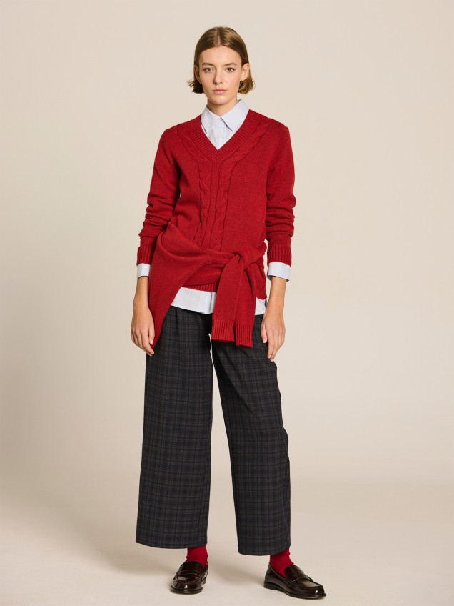 Camisola de Malha com Decote em Bico