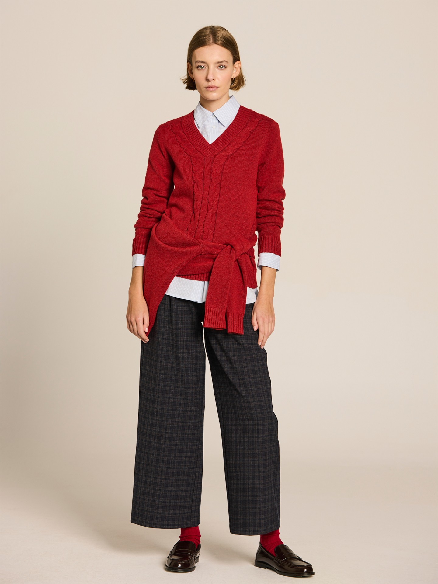 Camisola de Malha com Decote em Bico