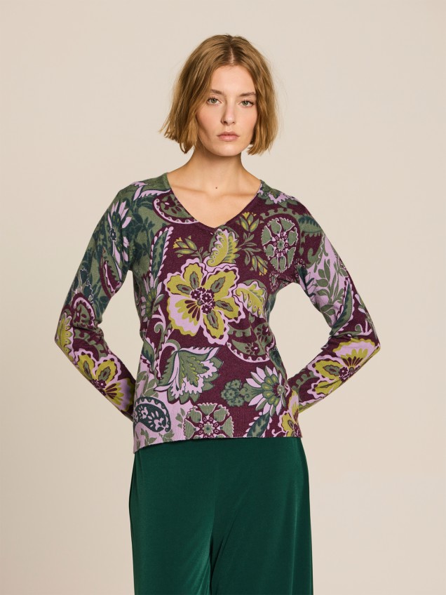 Camisola com Decote em Bico