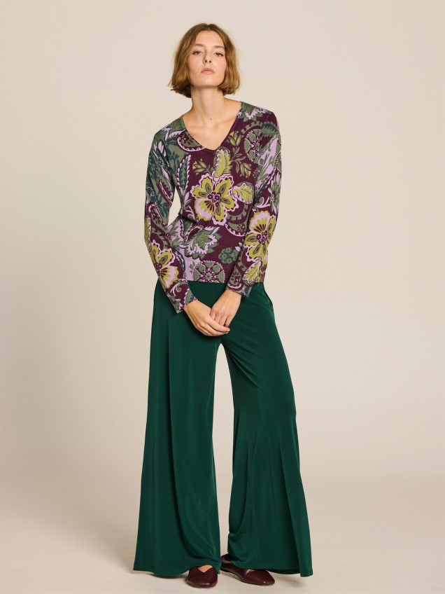 Camisola com Decote em Bico