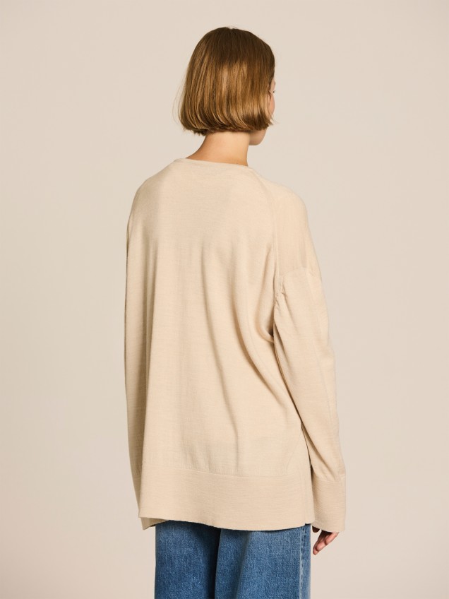 Camisola de Malha com Decote em Bico