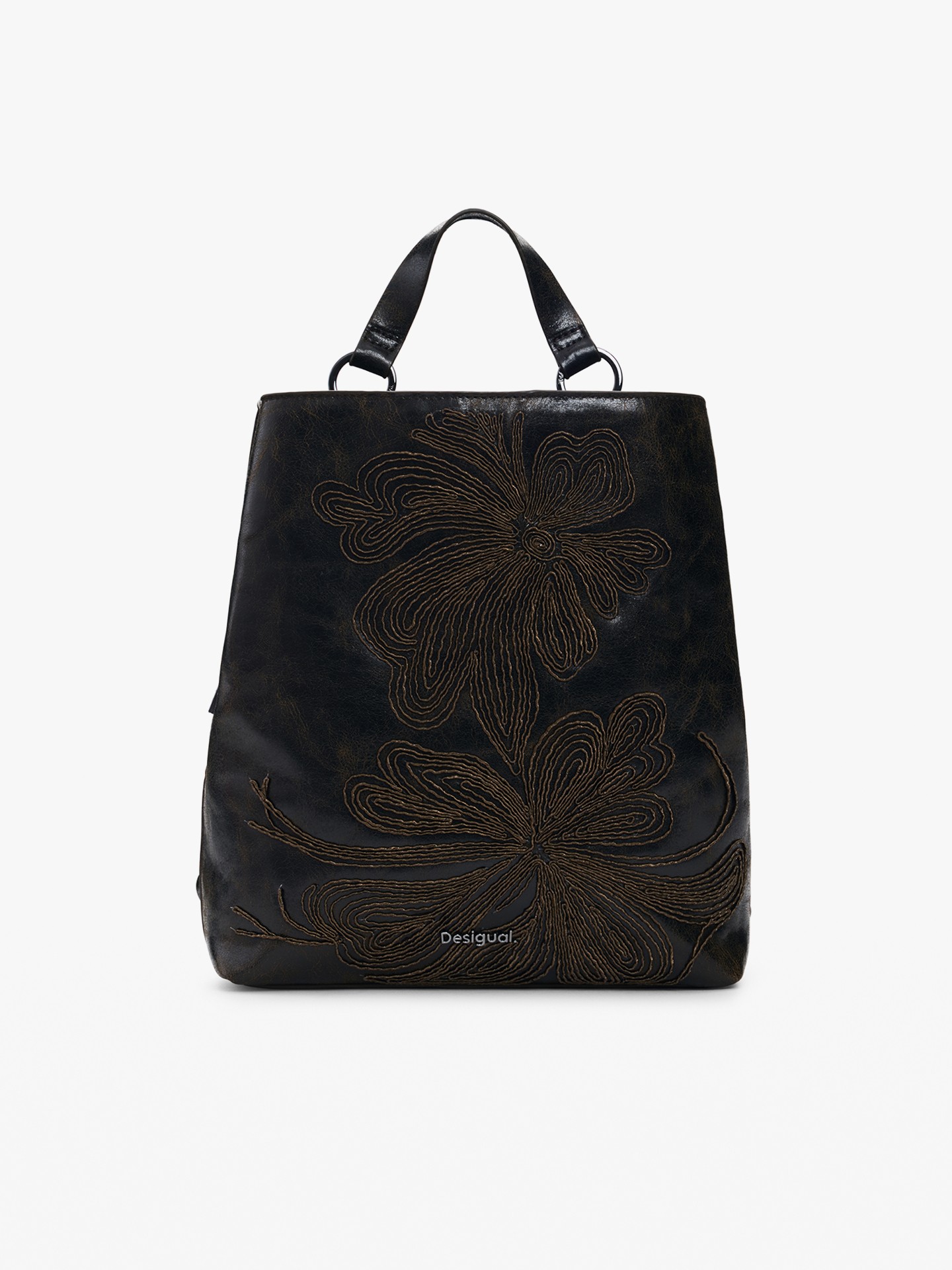 Mochila Pequena com Bordados Florais