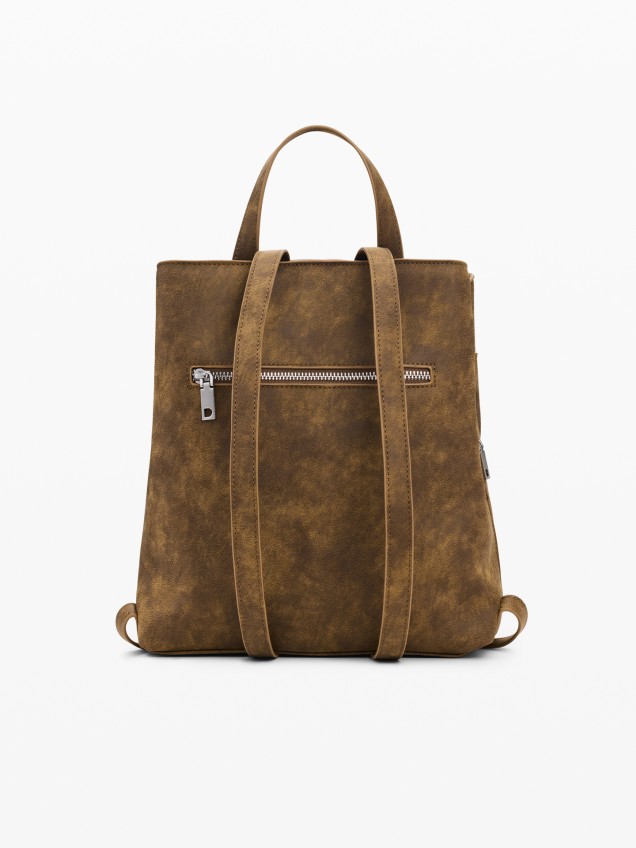 Mochila Mini com Efeito Camurça
