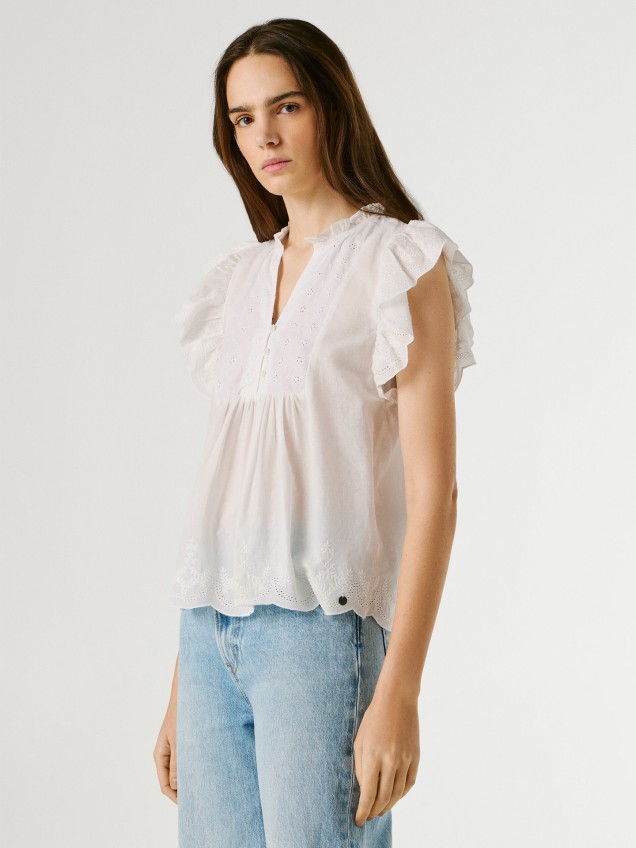 Blusa Fluida com Manga Borboleta