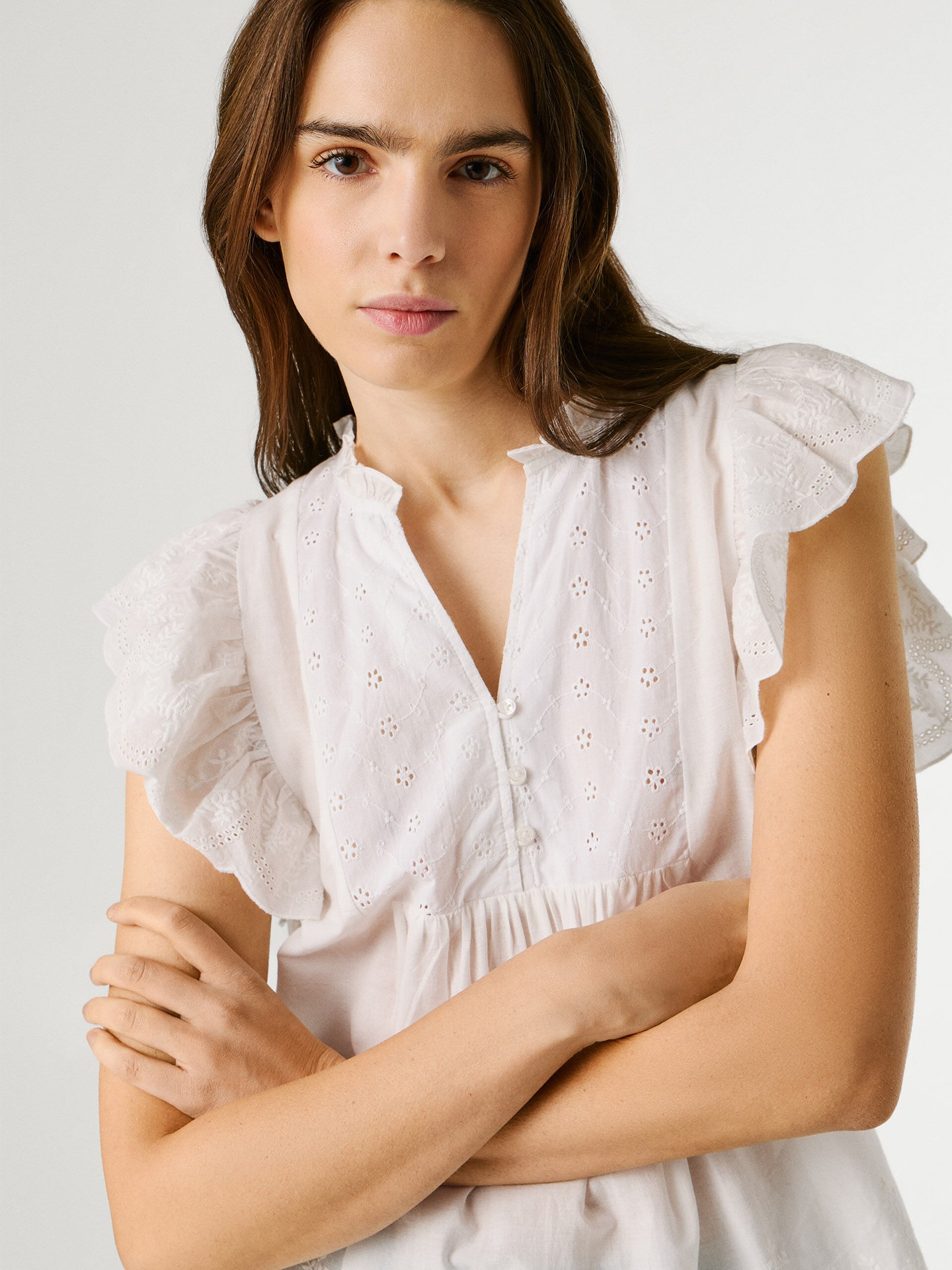 Blusa Fluida com Manga Borboleta