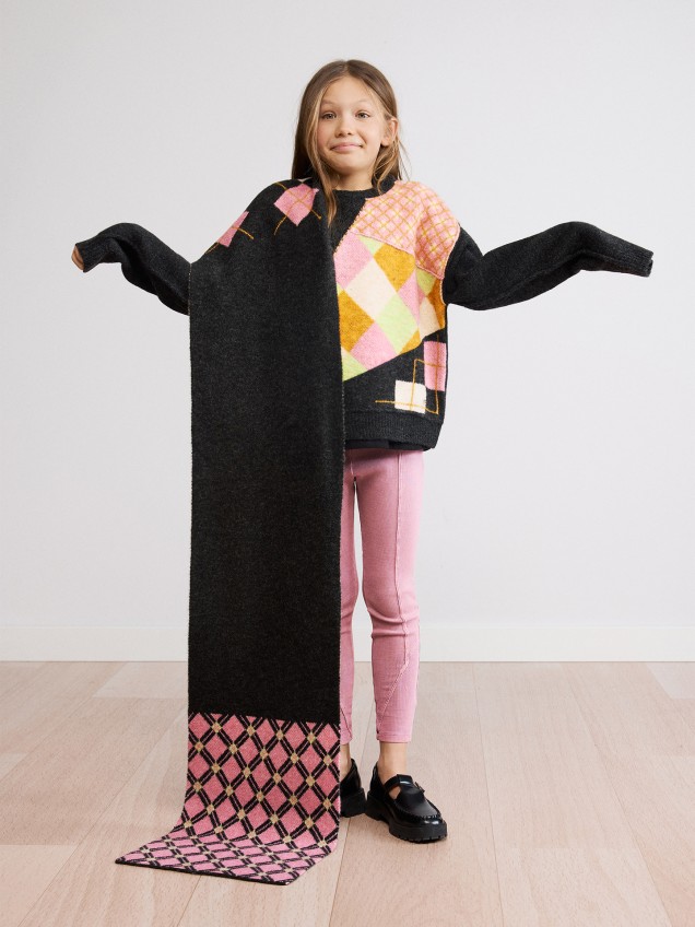 Cachecol Longo em Jacquard