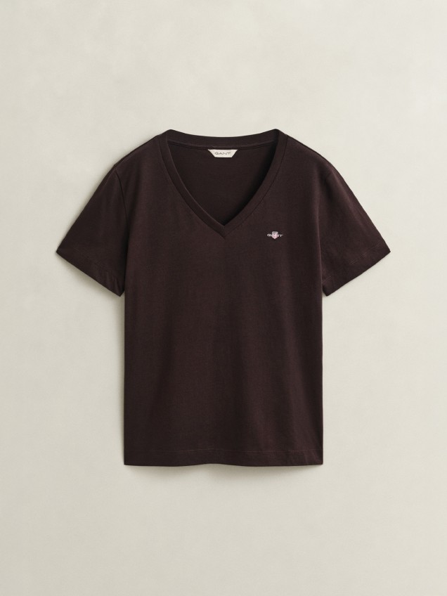 T-shirt Regular Fit com Decote em V