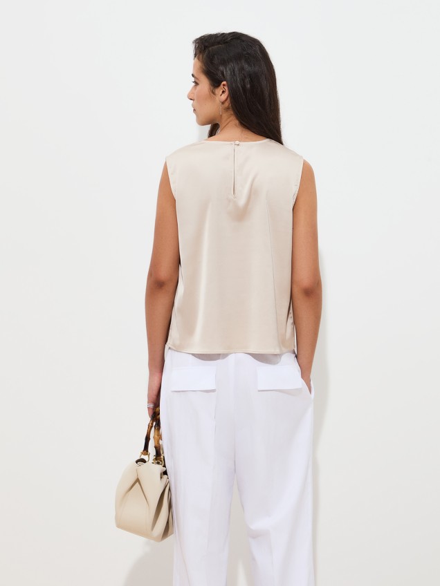 Blusa Fluida Drapeada sem Mangas