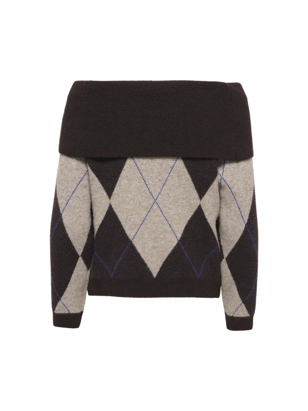 Camisola de Malha com Decote Off-Shoulder