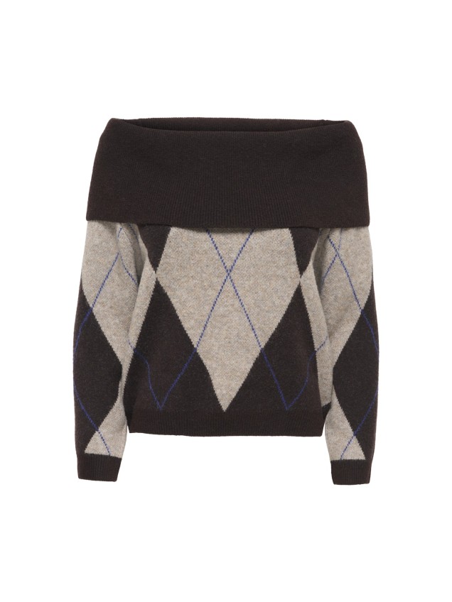 Camisola de Malha com Decote Off-Shoulder