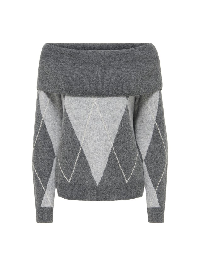 Camisola de Malha com Decote Off-Shoulder