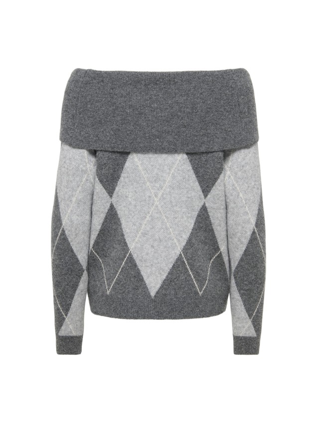 Camisola de Malha com Decote Off-Shoulder