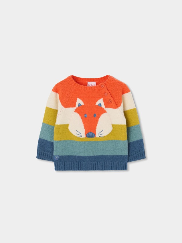 Camisola de Malha com Desenho de Raposa