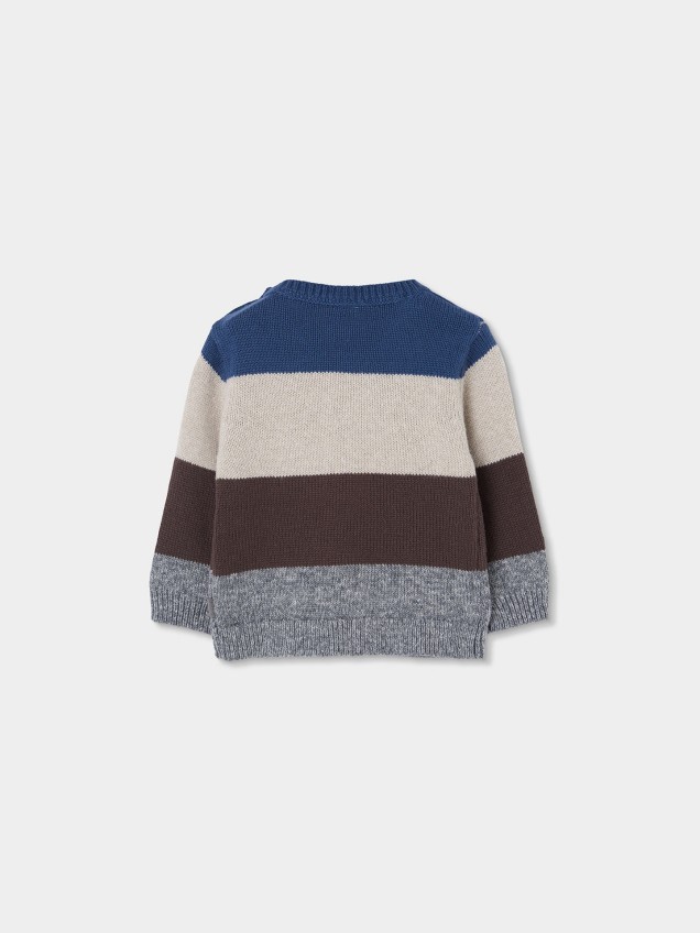 Camisola de Malha às Riscas com Botões