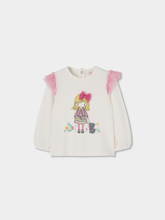 Camisola de Manga Comprida com Folhos