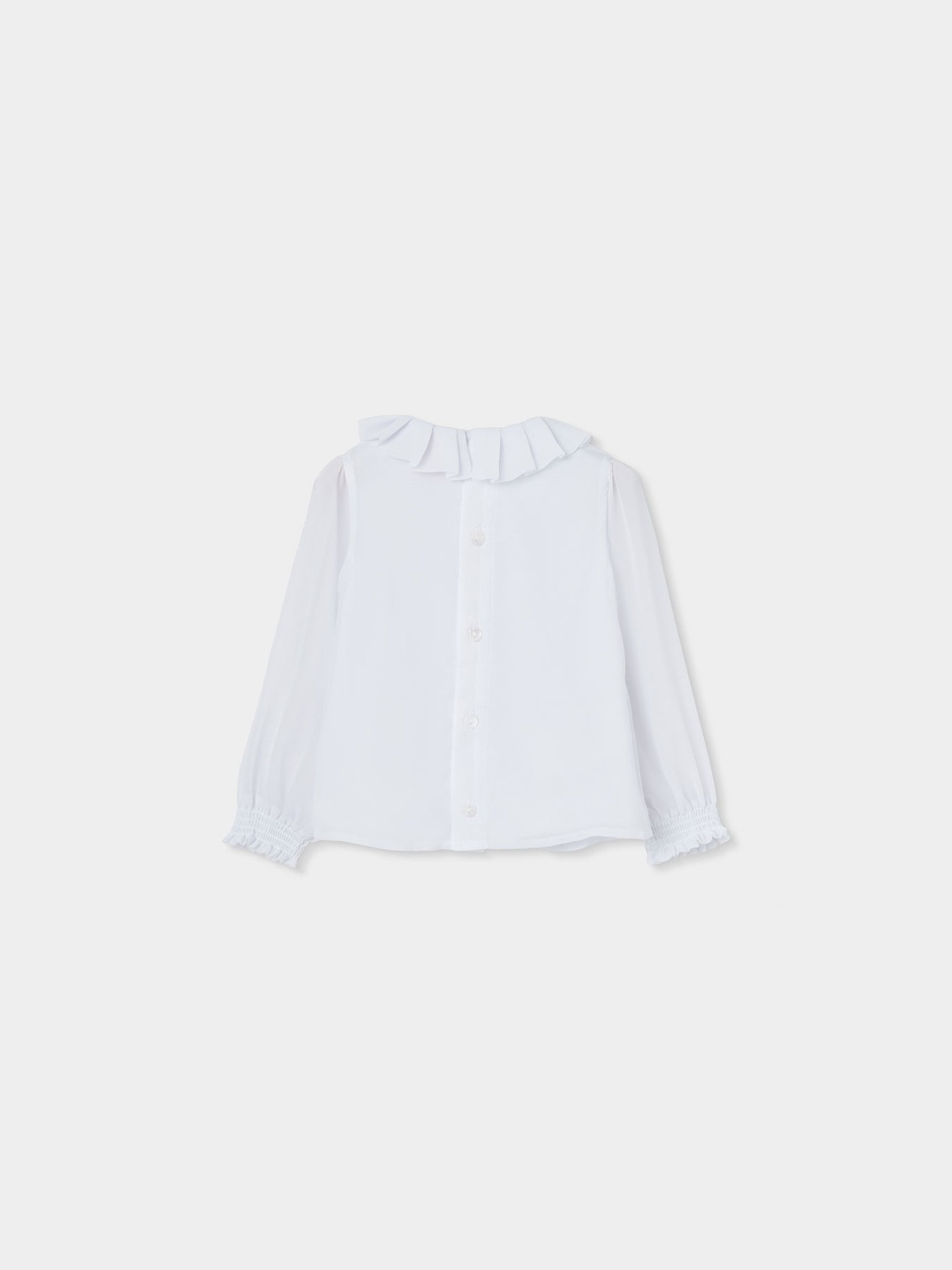 Camisola de Manga Comprida com Gola de Folhos