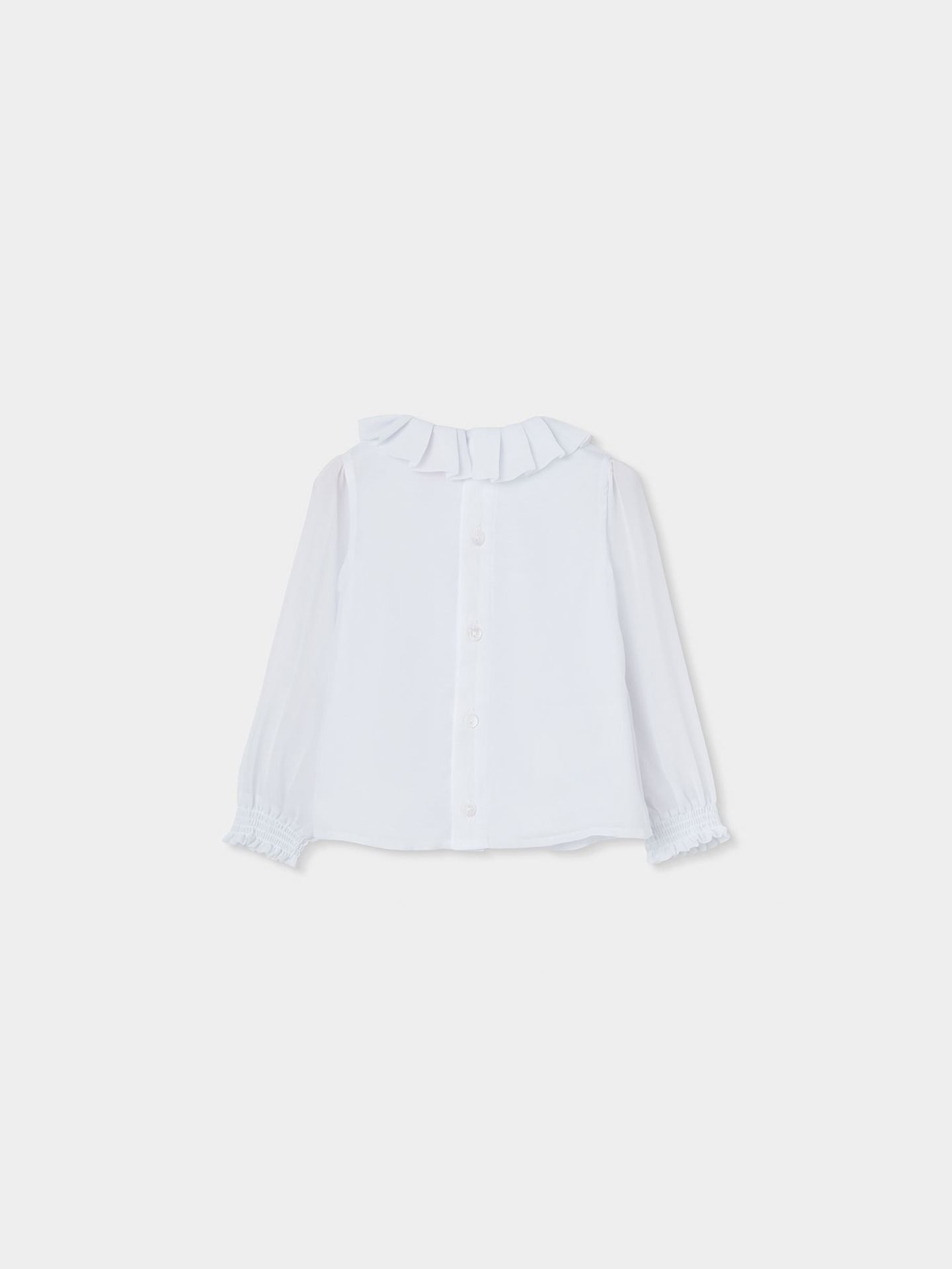 Camisola de Manga Comprida com Gola de Folhos