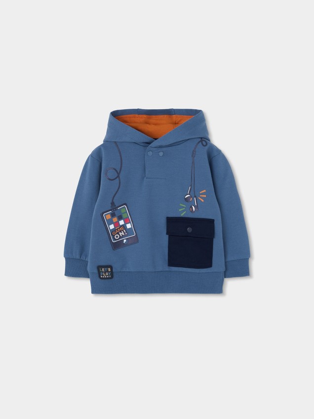 Sweatshirt com Capuz e Bolso