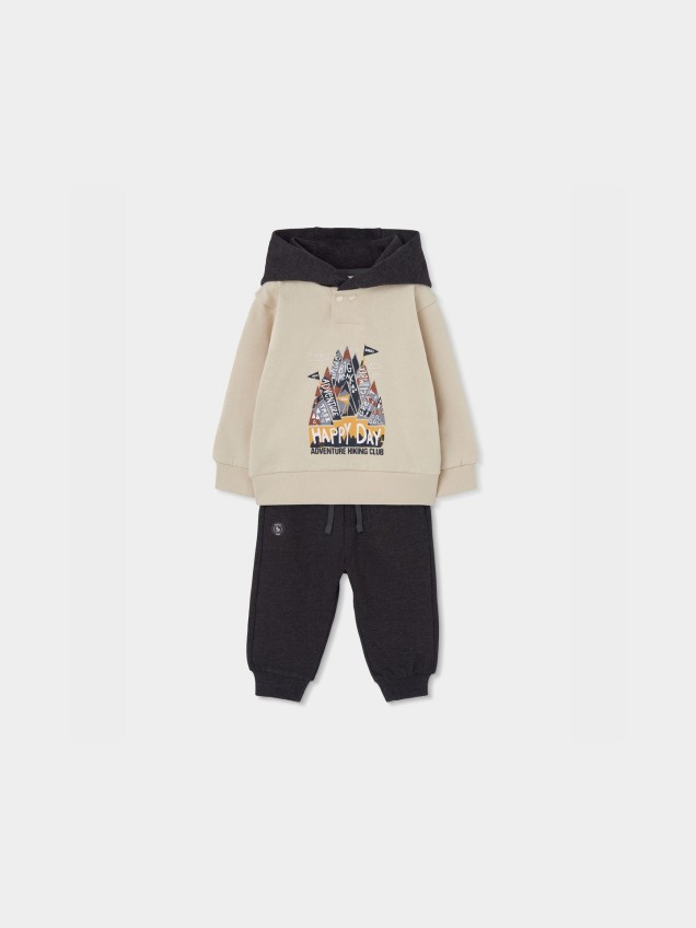 Fato de Treino com Capuz e Estampado