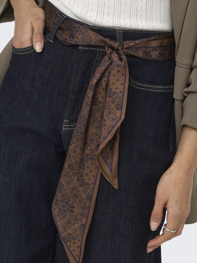 Calças de Ganga Wide Leg com Cintura Subida