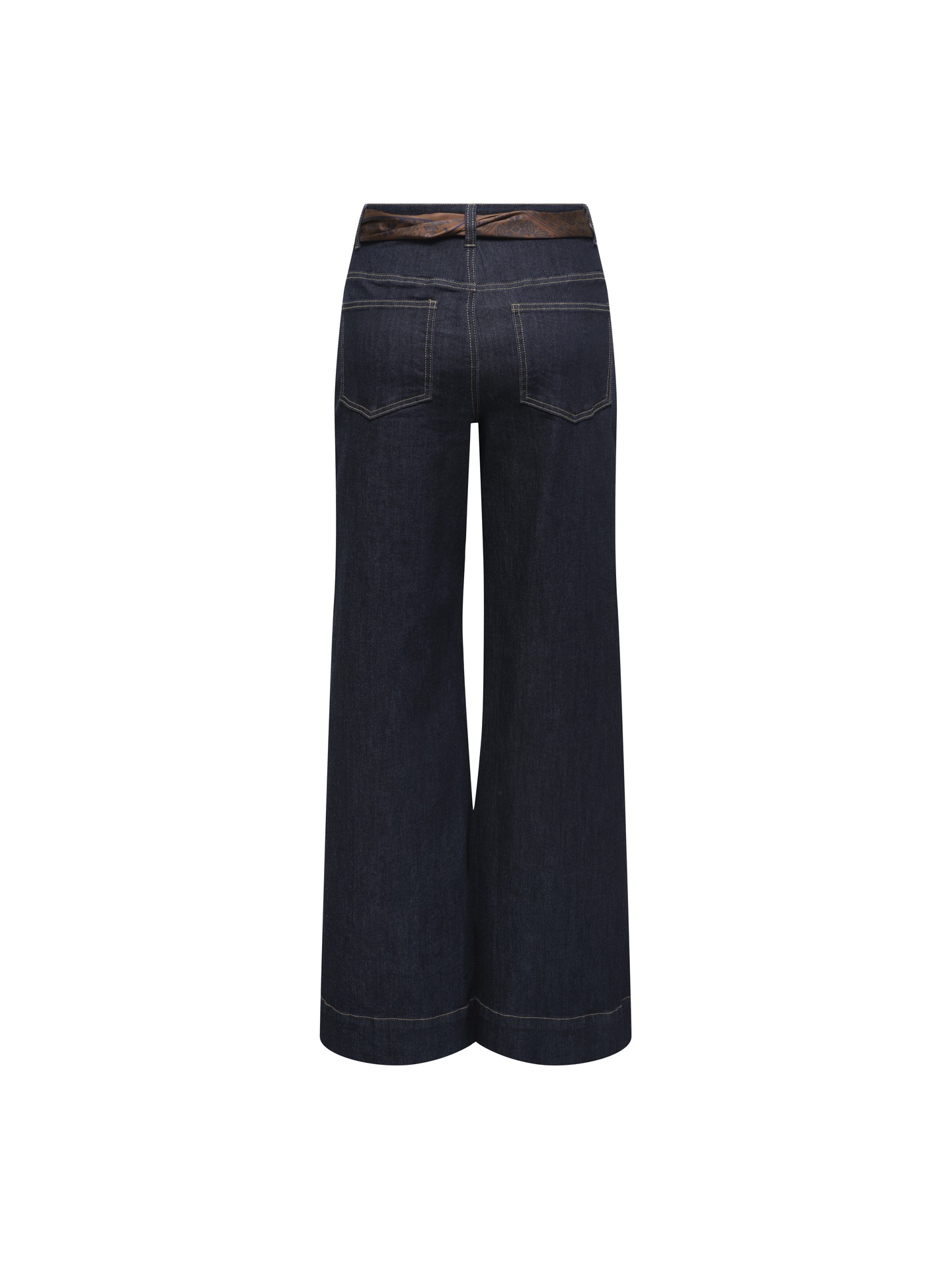 Calças de Ganga Wide Leg com Cintura Subida