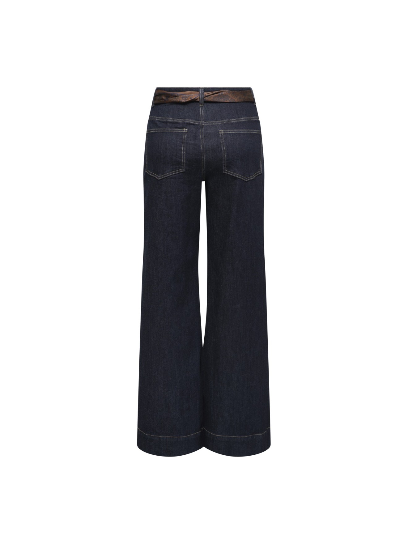 Calças de Ganga Wide Leg com Cintura Subida