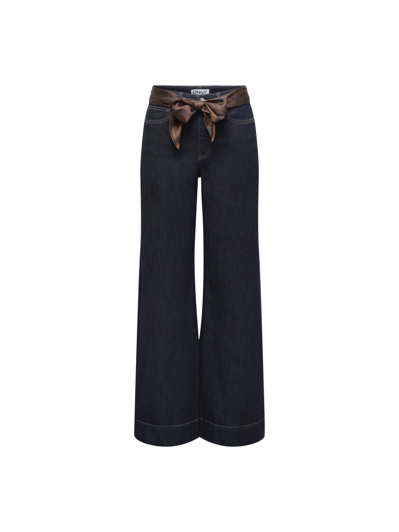 Calças de Ganga Wide Leg com Cintura Subida
