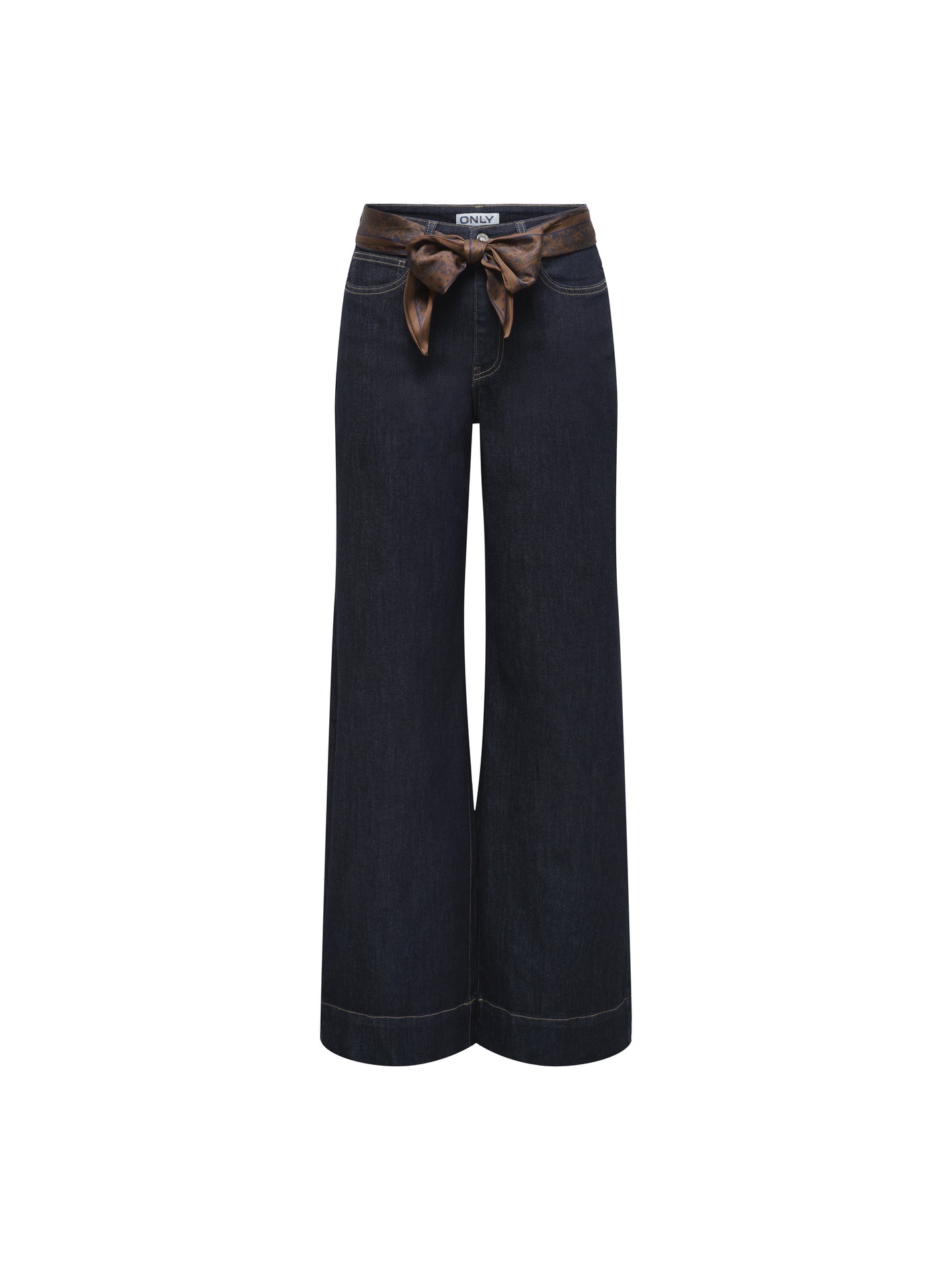 Calças de Ganga Wide Leg com Cintura Subida